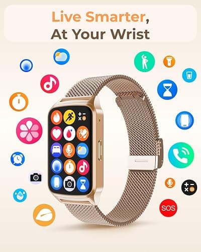 paybay Fitness Tracker Watch for Men Women, Activity Tracker for iPhone and Android with Step Counter, Calorie, Sleep Monitor, 110+ Sports Modes, IP68 Waterproof Smartwatch (Minimalist, Gold, 1.57) thumbnail 5