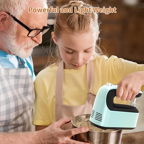 Yomelo 9-Speed Digital Hand Mixer Electric, 400W Powerful DC Motor, Baking Mixer Handheld with Snap-On Storage Case, Touch Button, Turbo Boost, Dough Hooks, Whisk (Ice Blue) thumbnail 2