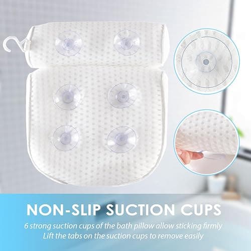 AEROiVi Luxury Bath Pillows for Tub，Bath Pillow Bathtub Pillows for Head and Neck Support Bath Cushion Made from Soft Spacer Mesh Material with Suction Cups thumbnail 4