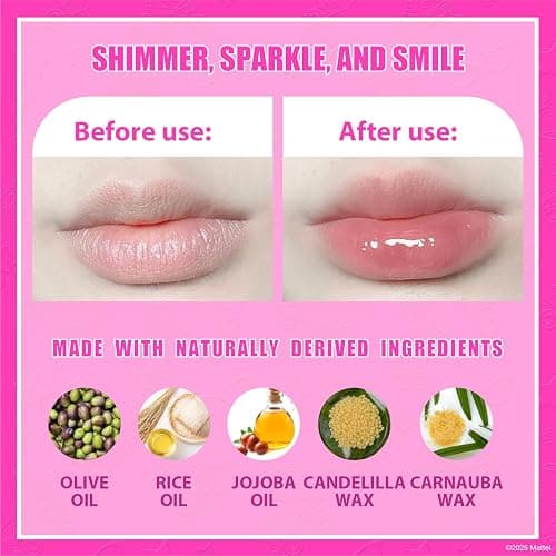 Barbie Cosmetic Makeup Set for Girls with Super Sparkly Lip Gloss Nail Polish and Nail Stickers 11 Pieces, Perfect for Parties Sleepovers Makeovers, Birthday, Ages by Townley Girl thumbnail 5