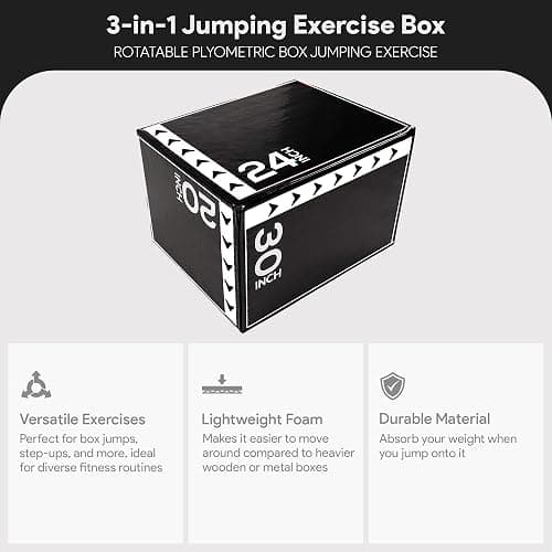 BalanceFrom 3-in-1 Foam Plyometric Jump Box for Home Gym with Multiple Height Options – Versatile Plyo with Non-Slip Surface for Strength, HIIT, Step-Ups, and Agility Training thumbnail 2