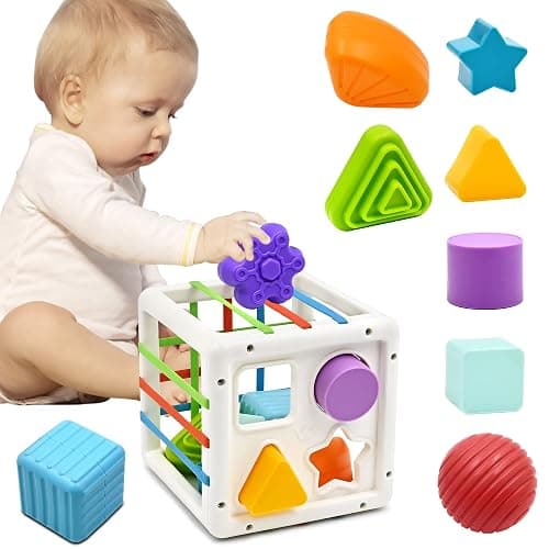 Mailesi Baby Toys for 1 2 Year Old Boys Girls, Montessori Sensory Toys for 12 18 Months 1st Gifts Educational Learning Shape Sorter Activity Cube Travel Toys for Autism Toddlers Birthday Presents - Image 1