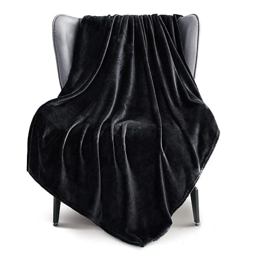 Exclusivo Mezcla Extra Large Fleece Throw Blanket for Couch, Sofa, 300GSM Super Soft and Warm Blankets, Black Throw All Season Use, Cozy, Plush, Lightweight, 50x70 Inches - Image 1