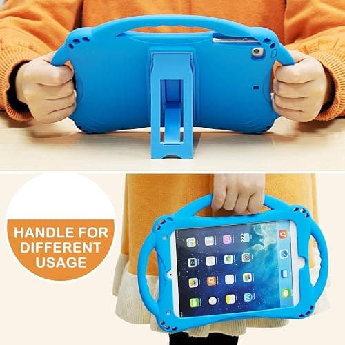 TopEsct Kids Case for iPad mini 5 4 3 2 1,Silicone Childproof Case for iPad mini 5 4 3 2 1, Built-in Handle Stand, Comes with a Strap (Blue) thumbnail 4