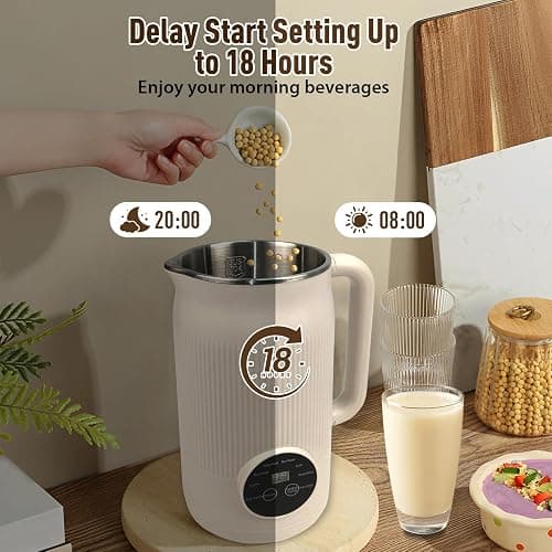 Nut Milk Maker 8 in 1, 1200ml Automatic Soy Milk Maker, Baby Food Processor with Delay Start, Keep Warm and Self-Cleaning for Almond Milk, Oat Milk, Cashew Milk, Soups, Porridges and Smoothies thumbnail 5