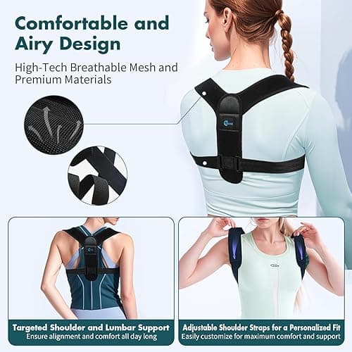 GROKIE Posture Corrector for Women and Men – Adjustable Back Brace for Posture Support,Comfortable and Breathable Back Straightener for Pain Relief (Medium/Large) thumbnail 6