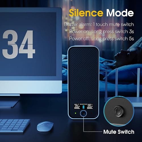 GOLDENMATE 1000VA/600W Lithium UPS Battery Backup and Surge Protector, Backup Battery Power Supply with LiFePO4 Batteries(153.6 Wh), Sinewave UPS System, 10 Years Lifespan, 8-Outlets, LCD Display thumbnail 7