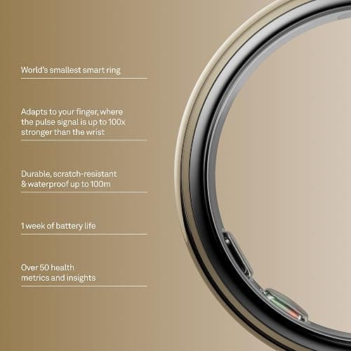 Oura Ring 5 - Gold - Size 8 - Smart Ring Health Tracker - Sleep, Activity, Women's Health, AI Advisor, 1 Week Battery Life, Oura App, Android & iOS Compatible thumbnail 2