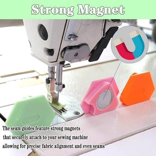 3PCS Magnetic Seam Guide for Sewing Machine, Multifunctional Polygonal Hemmer Guide with Scale, Universal Sewing Quilting Supplies Accessories Tools thumbnail 2