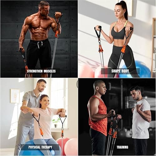 Resistance Bands with Handles, 175lb Exercise Bands for Working Out, Fitness Bands, Workout Bands with Door Anchor and Ankle Straps, Physical Therapy, Yoga, Strength Training Home Gym Equipment thumbnail 8