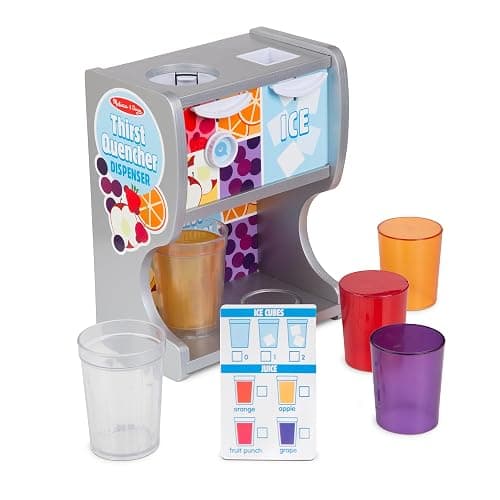 Melissa & Doug Thirst Quencher Wooden Drink Dispenser with Juice Inserts, Ice Cubes & Play Kitchen Accessories, Preschool Learning Toys for Girls & Boys 3+ - FSC Certified thumbnail 5