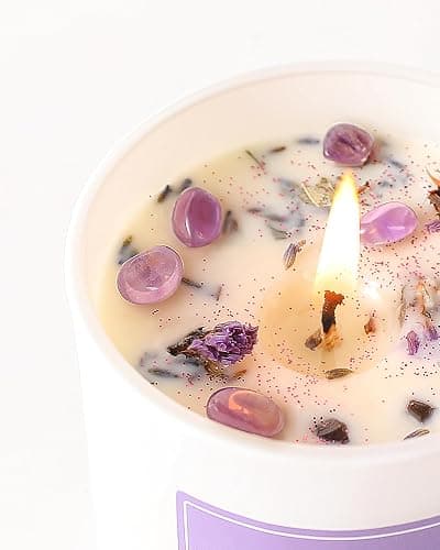 AOOVOO Lavender Scented Candles for Women - Aromatherapy Candle with Crystals Inside, 10oz Soy Candles for Home Scented, Birthday Gifts Christmas Candle for Women Mom thumbnail 4