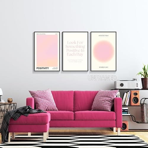 Adyggefy Pink Gradient Aura Angel Numbers Poster for Room Aesthetic 3 Piece 12x16in, Pastel Positive Daily Affirmation Quotes Canavs Wall Art Abstract Minimalist Print Painting for Bedroom Unframed thumbnail 9
