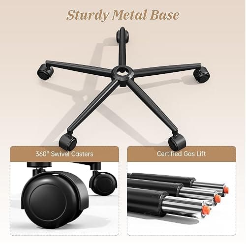 DurayLoly Vanity Chair with Wheels,Ergonomic Desk Chair with Back | 360° Swivel, Height Adjustable, Small Desk Chair for Bedroom, Makeup Room, Dorm, 300 lbs White thumbnail 7