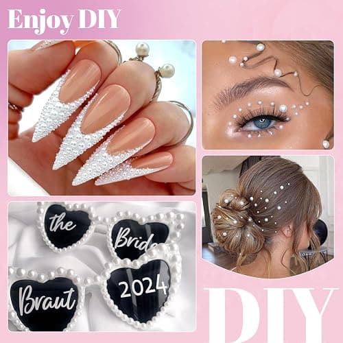 16500Pcs Flatback Pearls for Crafting (White), Assorted Size 2/3/4/5/6/8/10mm Half Pearl with 3Pcs 10ml B7000 Jewelry Glue, Bedazzling Kit for DIY Crafts Clothing Tumbler Shoes Embellishment Nail Art thumbnail 6