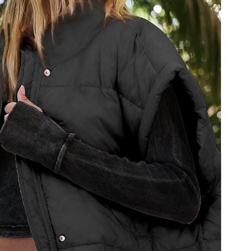 Songling Womens Oversized Puffer Vest Stand Collar Full Zip Sleeveless Bubble Puffer Vest Quilted Padded Warm Coat Outwear thumbnail 5