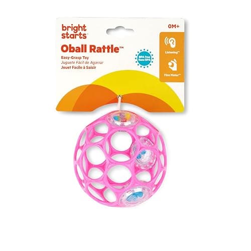 Bright Starts Oball Rattle Easy-Grasp Toy - Pink, Ages Newborn - 1 Count (Pack of 1) thumbnail 2