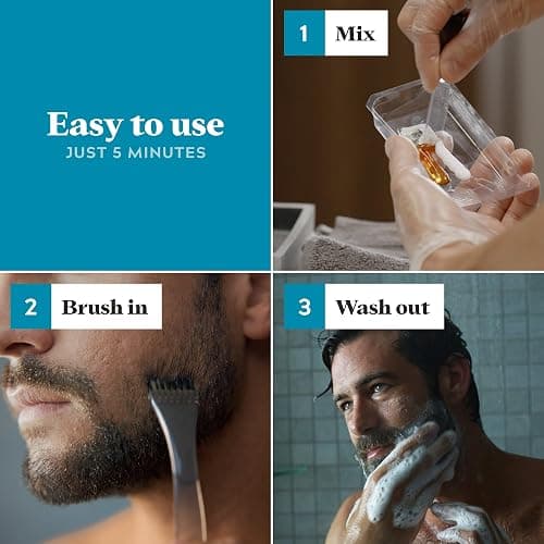 Just For Men Mustache & Beard, Beard Coloring for Gray Hair with Brush, with Keratin Biotin Aloe and Coconut Oil for Healthy Facial Hair - Medium Brown, M-35, Pack of 1 (Packaging May Vary) thumbnail 4