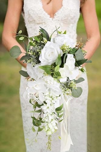 ICBOX 8PCS White Artificial Delphinium Flowers with Clematis Greenery Long Stem Flowers 29.5" Larkspur Artificial Flowers for Wedding Centerpieces Silk Flowers for Home Decor Indoor (White) thumbnail 6