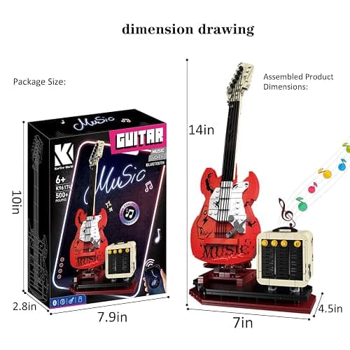 XYDongtong Guitar Music Interactive Building Set for Music Lovers, DIY Guitar Model Toy Compatible with Lego，Reverb Amplifier & Authentic Accessories, Perfect Way to Rock Gift Giving. thumbnail 3