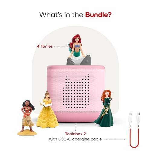 Toniebox 2 Audio Player Disney Princess Bundle for Kids 3+ with Ariel, Moana, Merida, and Belle - Cloud Pink thumbnail 3