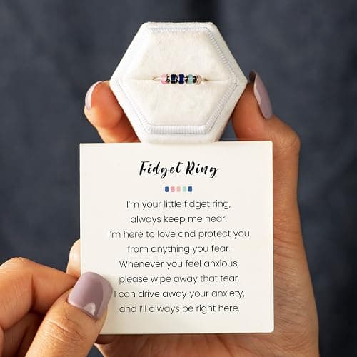 STORYJEWELLERY Fidget Ring, Anxiety Rings for Women, Spinner Ring, Silent Spinning Stress Rings, Fidget Jewelry, Womens Gifts thumbnail 4