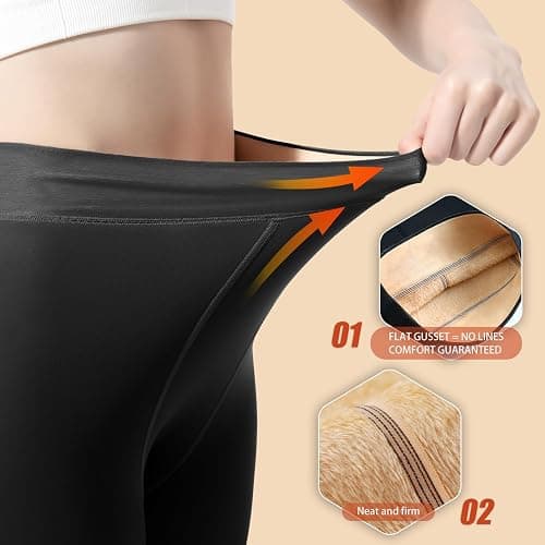 CAIANFEN Fleece Lined Tights Women Fake Translucent Warm Pantyhose Leggings Sheer Thick Tights for Winter thumbnail 3