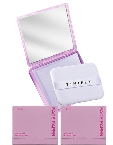 Oil Blotting Paper - 300 Sheets w/Mirror, Puff & Refills, Absorbs Excess Face Oil, Controls Shine, Gentle for Makeup Use - Image 1