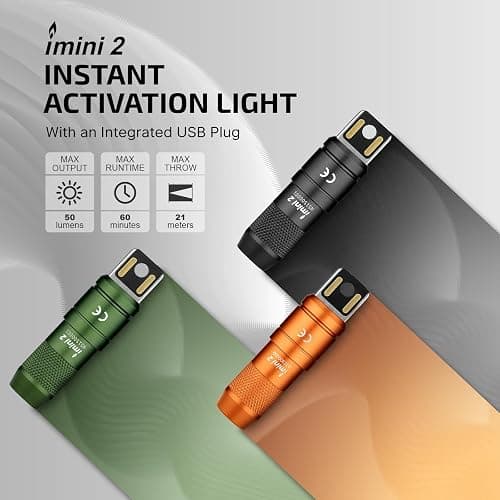 OLIGHT IMINI 2 EDC Rechargeable Keychain Flashlight, 50 Lumens Compact and Portable Mini LED Keyring Lights with Built-in Battery Ideal for Everyday Carry and Emergencies (Black) thumbnail 2