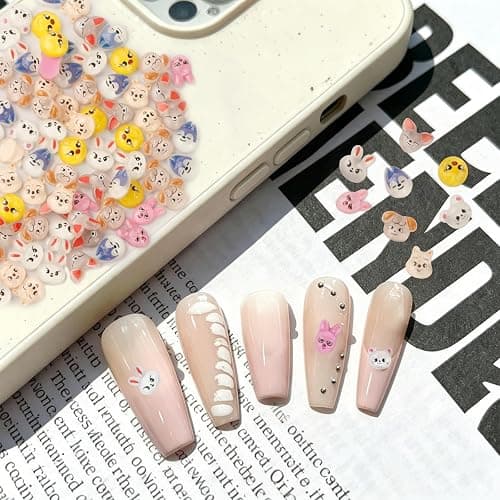 100PCS SK-Z Mini Resin Animal Head Charms, 3D Cartoon Nail Art Charms, Nail Decoration Accessories for DIY Nails Accessories Manicure Crafts thumbnail 2