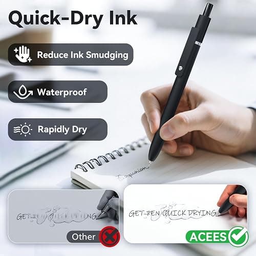 ACEES Gel Pens, 6 Pcs 0.5mm Fine Point Black Ink Pen With Smooth Writing, Office Desk Accessories, School Supplies Gifts for Men Women, Quick Dry Pens Ballpoint For Journaling, Black/Gray/White thumbnail 6