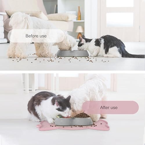Coomazy Cat Food Mat Thicker Non-Slip Dog Feeding Mat with Raised Edge thumbnail 4