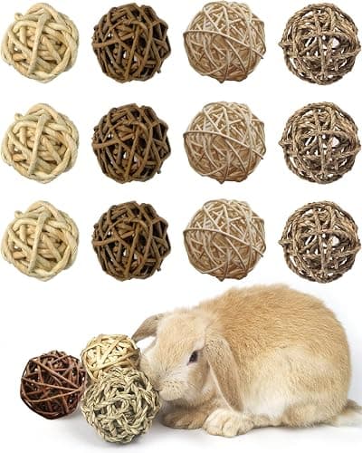 Small Animals Play Balls, Chew Grass Balls & Rolling Chew Toys for Bunny, Chinchilla, Guinea Pigs, Hamsters, Gerbils, Rats, Mice Bring Energy to Pets - Image 1