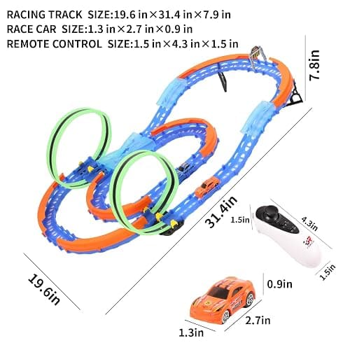Insgen Slot Car Race Track Set with 2 High-Speed Cars,Racing Game with 2 Controllers, Electric Remote Control Track Car, Learning Toy for Boys and Girls Ages 3-12, Gift for Kids(Medium) thumbnail 2