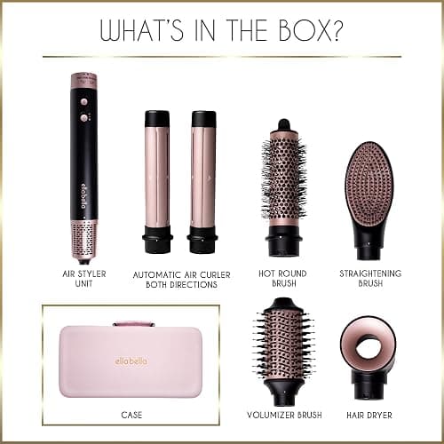 ELLA BELLA® 6 in 1 Professional Hot Air Styler • Powerful Hair Dryer & Straightener Set • Styling Without Heat Damage • Fast Drying Curling Volumizing Straightening • Includes Protective Travel Case thumbnail 8