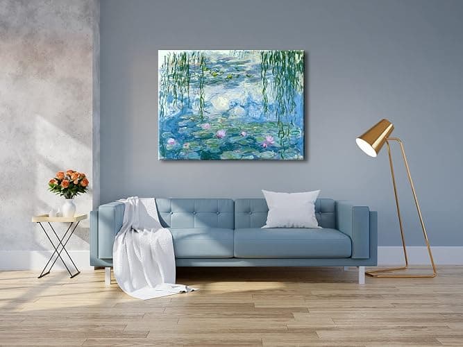Wieco Art Water Lilies by Claude Monet Paintings Reproduction Canvas Prints Giclee Artwork for Wall DecorModern Canvas Wall Art for Home and office Decoration thumbnail 4