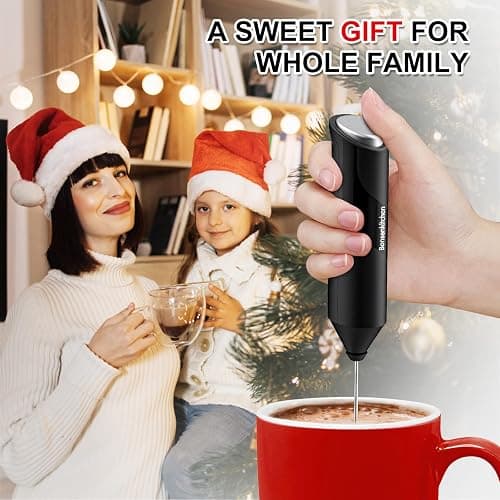 Bonsenkitchen Milk Frother Handheld, Electric Milk Foam Maker with Stainless Steel Whisk, Hand Drink Mixer for Coffee, Lattes, Cappuccino, Matcha, Battery Operated, Electric Stirrer Coffee Mixer Wand thumbnail 7
