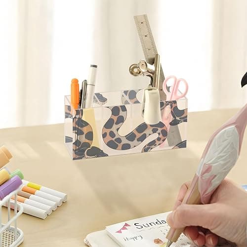 voucong Ball Python Minimalist Acrylic Pencil Holders 4 Compartments Transparent Plastic Crayon Organizer for SchoolStorage thumbnail 7