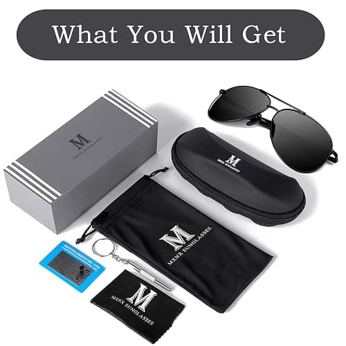 mxnx Aviator Sunglasses for Men Polarized Women Mens Outdoor Sun Glasses | Lightweight Metal Frame,Anti-slip,UV Protection,Adjustable Nose Pads,Driving,Fishing,Hiking,Golf,Sports,Unisex Classic Style thumbnail 7
