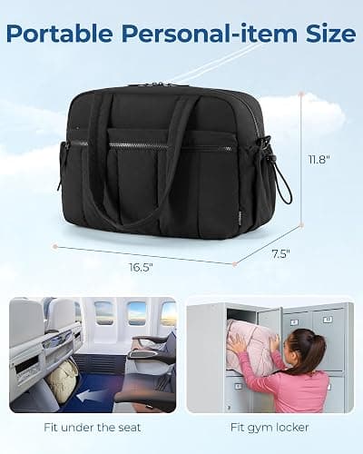 BAGSMART Womens Gym Bag 24L Travel Bag for Weekend Overnight with Wet Pocket, Underseat Cabin Bag for EasyJet, Carry on for Ryanair & Trolley Sleeve, Ultra Lightweight, Grey thumbnail 2