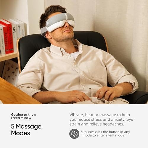 Eye Massager & Bluetooth Heat Sleep mask,Parents Gift Sets |With storage bag & greeting card | Migraine Relief,Relaxation,Bedtime Stress Relief | White Noise,3D airbag kneading| Smart Head Massager thumbnail 5