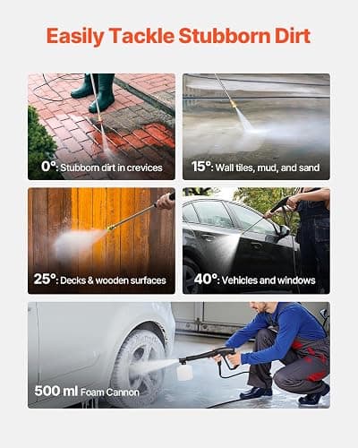 VEVOR Electric Pressure Washer, Max 4200 PSI 2.8 GPM, High-Power Cleaner with Foam Cannon & 4 Nozzles for Driveways, Cars, Fences, Patios, Home Cleaning thumbnail 5