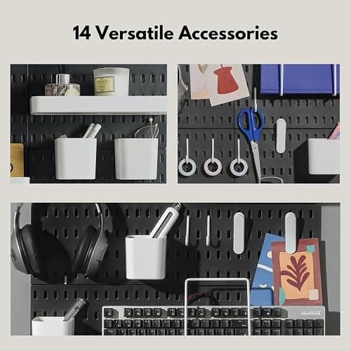 Keepo Pegboard Combination Kit, Pegboards and Accessories Modular Hanging for Wall Organizer, Crafts Organization, Ornaments Display, Nursery Storage, Peg Board (Black, 22″×22″) thumbnail 7