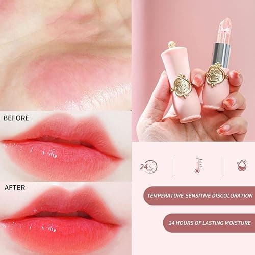 6 Pcs/Set Flower Jelly Lipstick Set Temperature Change Moisturizer Long Lasting Nutritious Balm Magic Color Change Lip Gloss (Color Changing Lipstick Set B) thumbnail 2