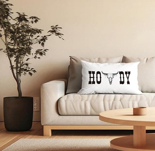 huester Western Pillow Covers 12x20, Western Throw Pillows Cases, Cow Skull Howdy Sign Pillows Decorative Throw Pillows Cover, Western Cow Bull Skull Home Bedroom Living Room House Decor thumbnail 2