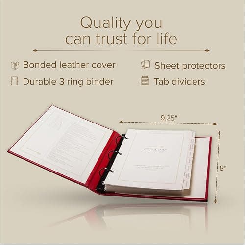 Gallery Leather Recipe book to write in your own recipes - 3 Ring Recipe Binder With Plastic Sleeves, Blank, 25 Pocket Pages and Ivory Cards, Fillable - Floral Espresso - 9.25 x 8 " thumbnail 2