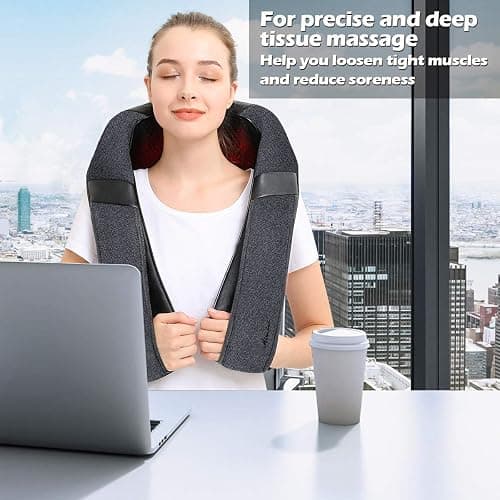 Mirakel Gifts for Women Men, Neck Massager for Pain Relief Deep Tissue, Electric Shiatsu Shoulder & Back Massager with Heat, Christmas Mom Dad Gifts for Wife Husband Her Him Fathers Day (NOT Cordless) thumbnail 4