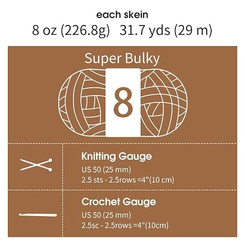 MABOZOO Assorted Chunky Yarn for Crocheting 8 Pack,Fluffy Jumbo Chenille Yarn,Soft Plush Yarn Bulky,Giant Thick Fuzzy Yarn for Hand or Arm Knitting,Khaki & Coffee(31.7 yds,8 oz Each Skein) thumbnail 8