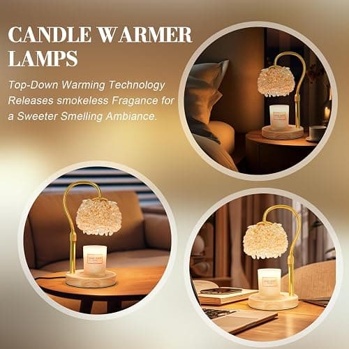 Hisummer Candle Warmer Lamp with Timer, Dimmable Candle Lamp Warmer with 312 K9 Crystals Adjustable Height Electric Candle Warmer for Women Gifts, Wax Warmer Lamp with 2 Bulbs for Jar Candles thumbnail 4