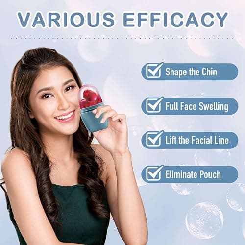 XHJRI Ice Face Roller Massager,Ice Cube Roller for Face, Eyes and Neck Naturally Conditioning and Skin Care,De-Puff Eye Bags,Reduce Migraine Pain,Reusable Massage Silicone Ice Mold (Purple) - Blue thumbnail 9